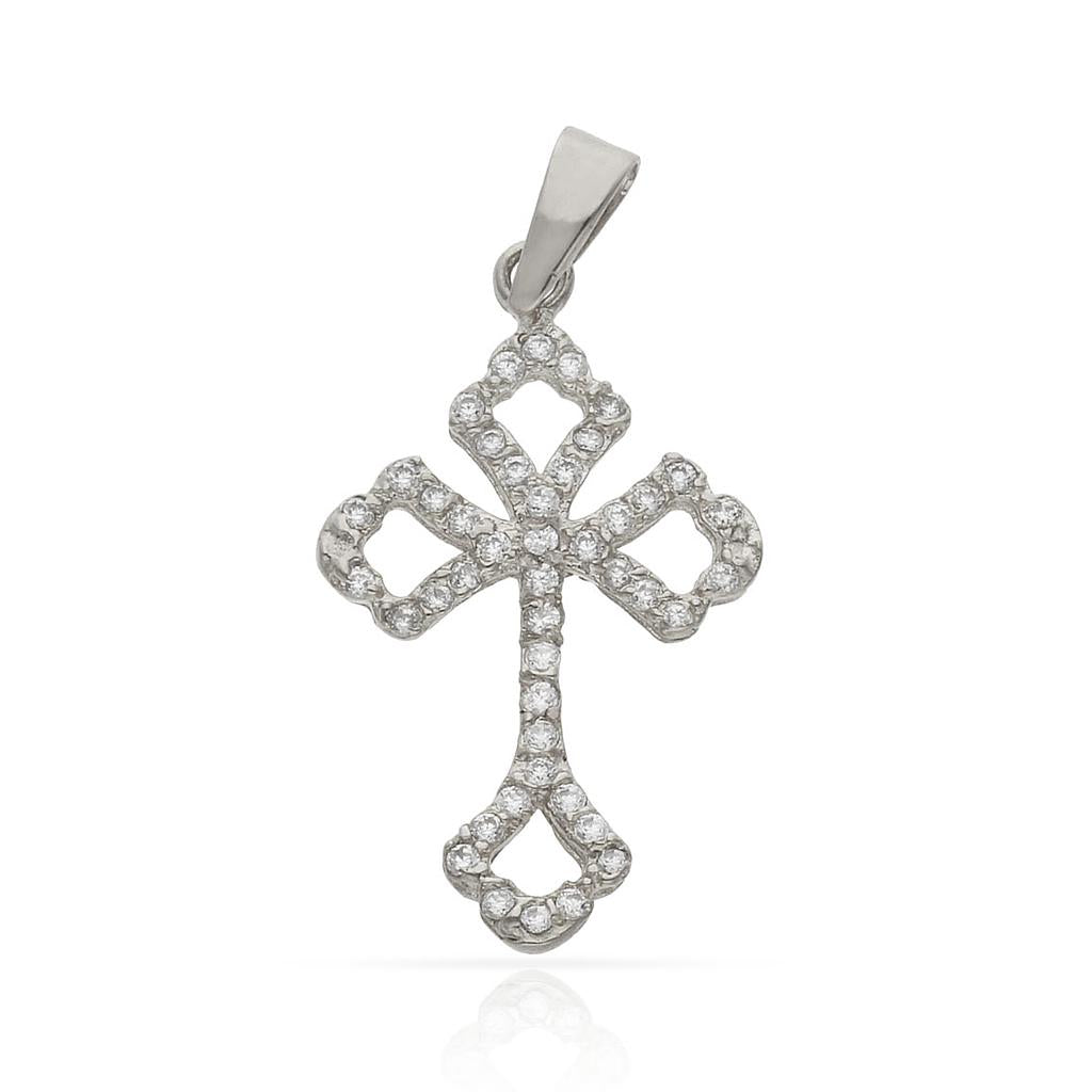 CRUZ DE ORO BLANCO CON CIRCONITAS