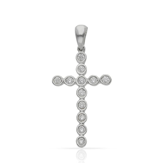 CRUZ DE ORO BLANCO CON CIRCONITAS