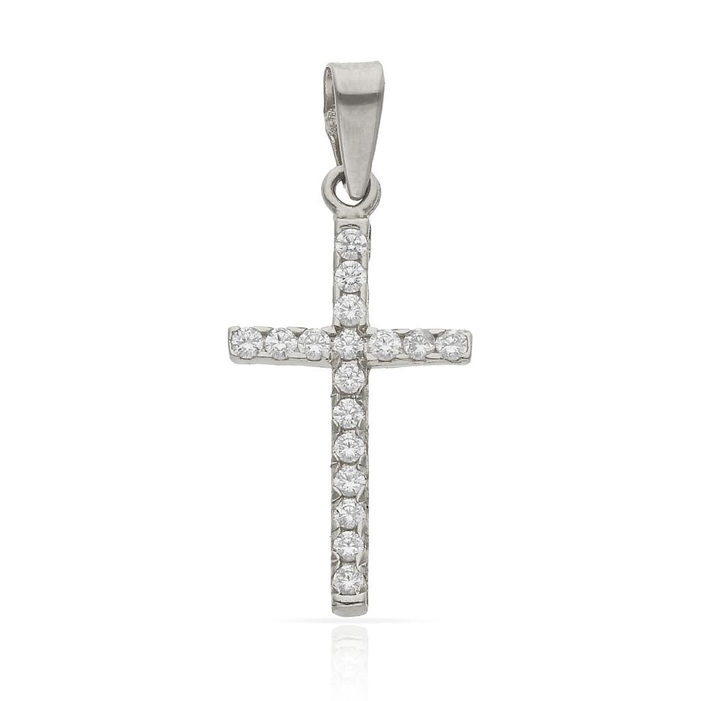 CRUZ DE ORO BLANCO CON CIRCONITAS