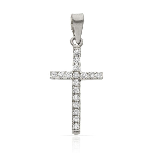 CRUZ DE ORO BLANCO CON CIRCONITAS