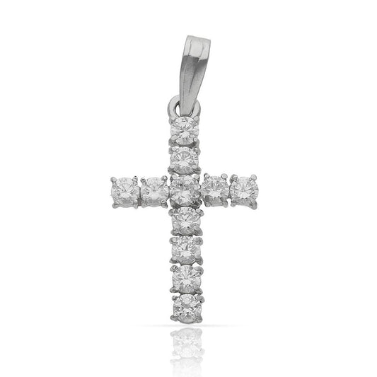 CRUZ DE ORO BLANCO CON CIRCONITAS