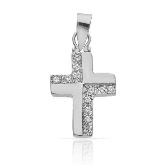 CRUZ DE ORO BLANCO CON CIRCONITAS