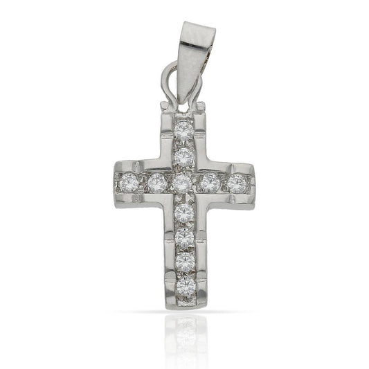 CRUZ DE ORO BLANCO CON CIRCONITAS